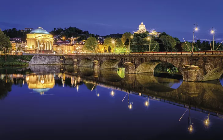 Turin, Fluss Po, Gran Madre und Monte dei Cappuccini