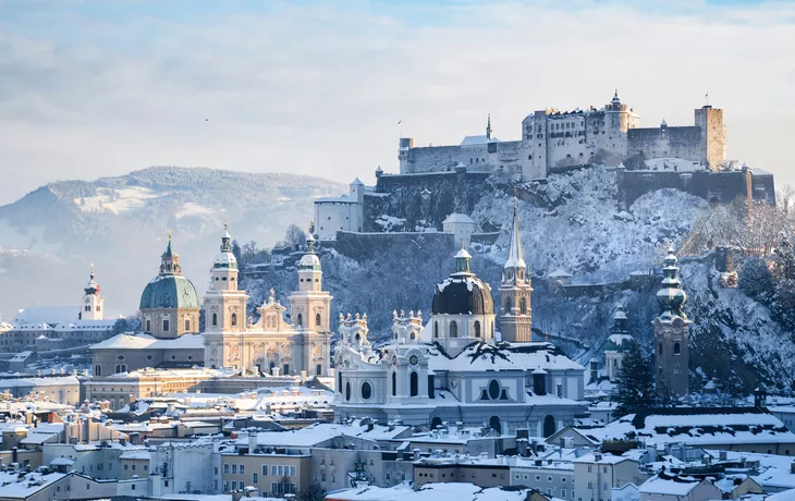 winterlicher Blick auf Festung Hohensalzburg