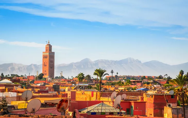 Panoramablick auf Marrakesch und die alte Medina, Marokko