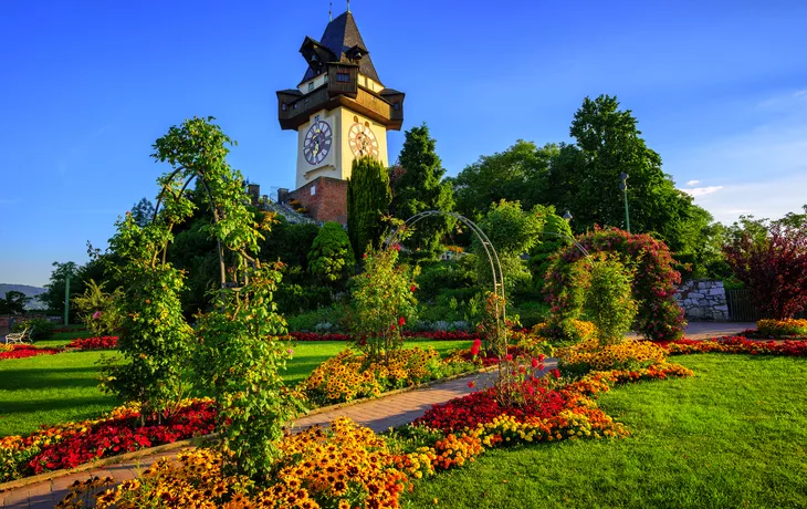 Wahrzeichen von Graz: Uhrturm auf dem Schlossberg