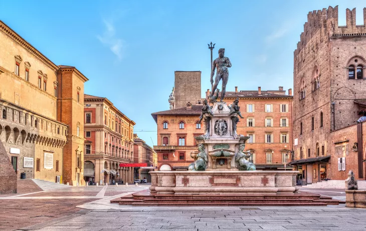 Quadrat Piazza Del Nettuno in Bologna,Italien