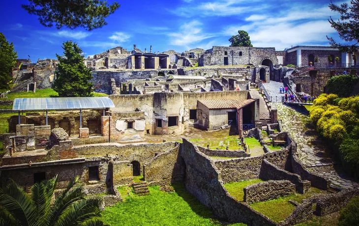 Panoramablick auf die antike Stadt von Pompeji in der Nähe von Neapel, Italien