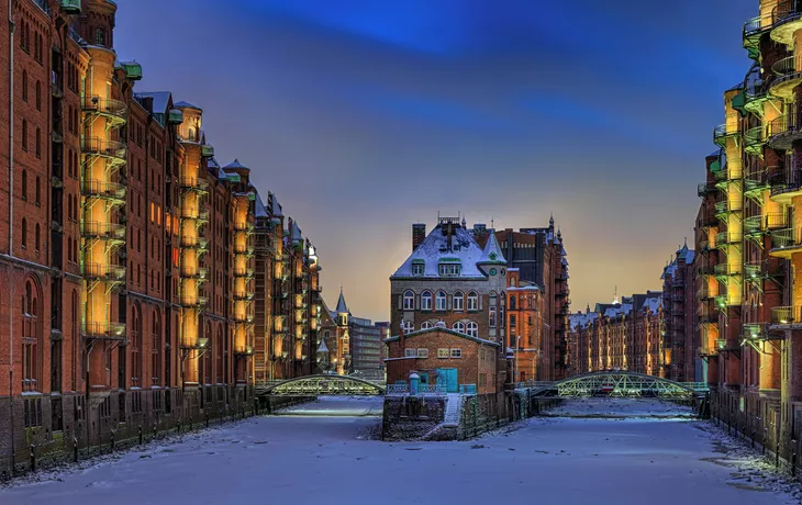 Speicherstadt von Hamburg im Winter