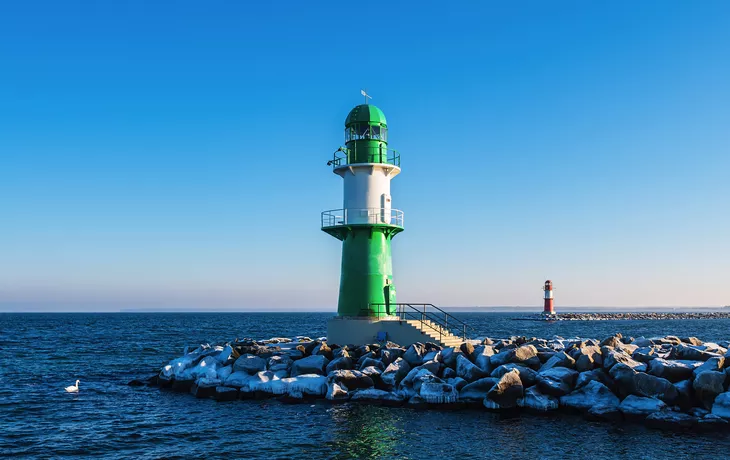 die Mole in Warnemünde im Winter