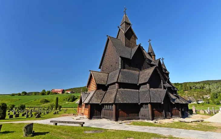 Heddal stave church and cemetery, Norway