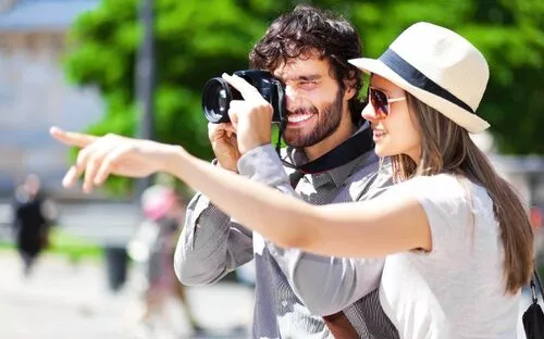 Tourists taking a photo