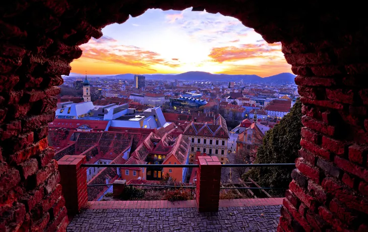 Blick vom Schlossberg auf Graz, Österreich