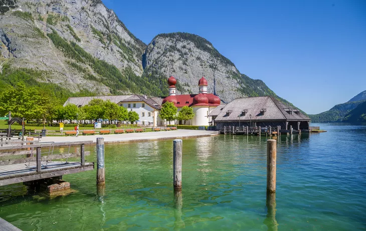 Kirche St. Bartholomä im Königssee in Bayern, Deutschland